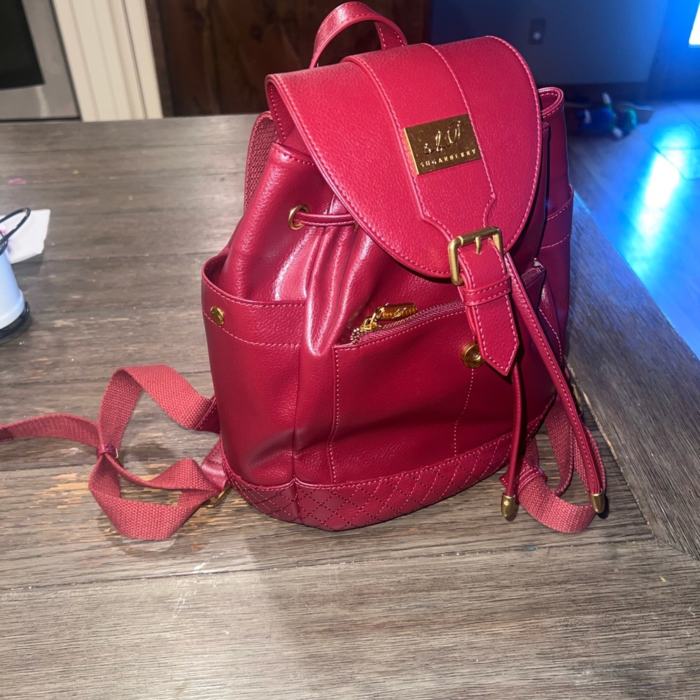 red vegan leather bag sugar Berry